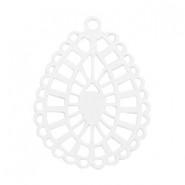 Metalen Bohemian hanger druppelvorm White